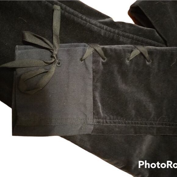 Leifsdottir for Anthropologie dark blue velvet skinny pants with lace up ankle - Picture 4 of 8
